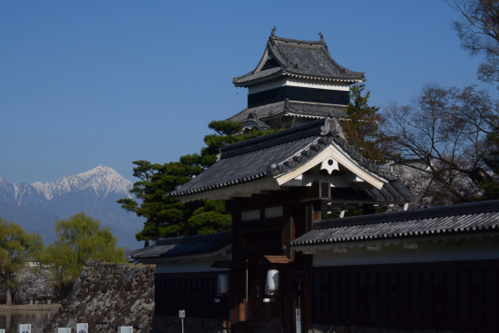 公園からの天守閣と北あるぷす